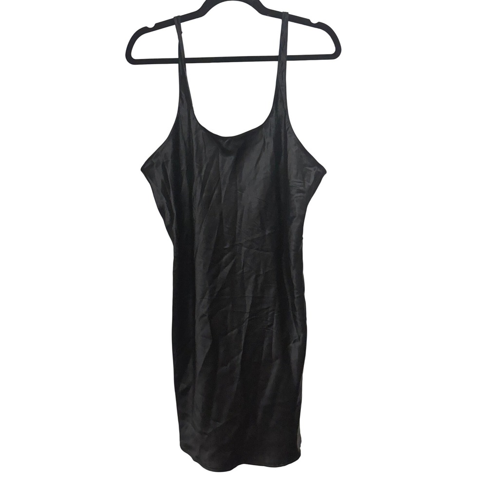Nordstrom Lingerie Silk Chemise Slip Black Sleepwear Adjustable Straps XL